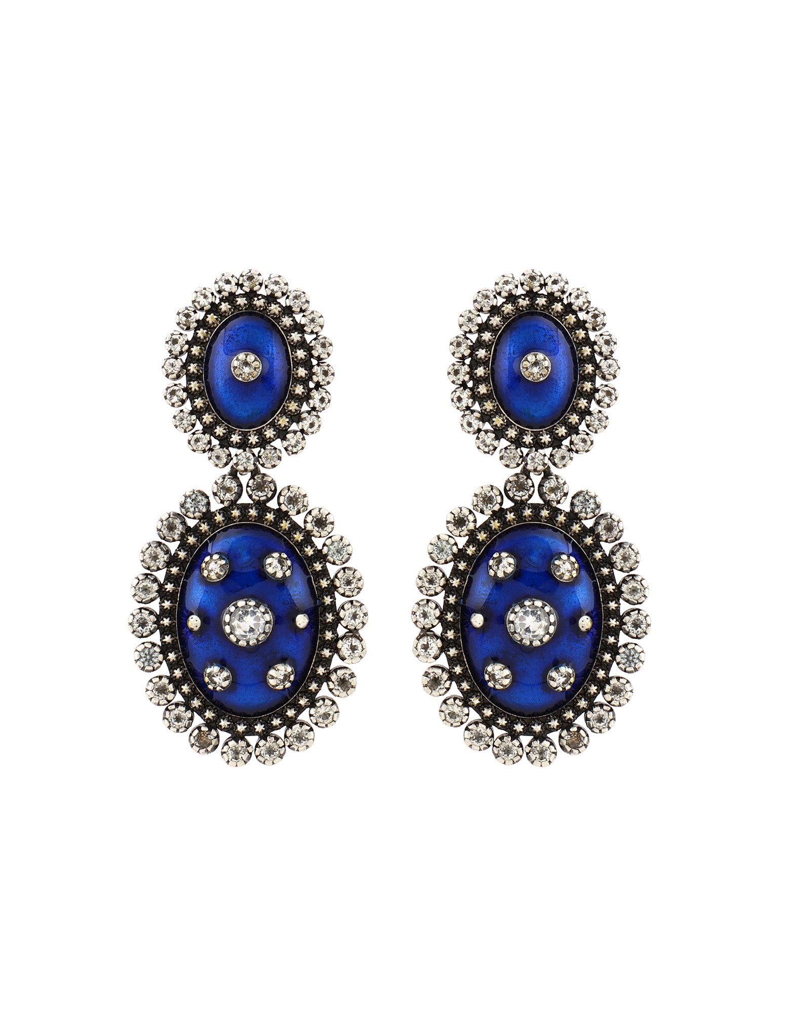 Boucles D'oreilles Belle Epoque Art Deco Crochet Argenté Boucles D'oreilles Belle Epoque Art Deco Crochet Argenté