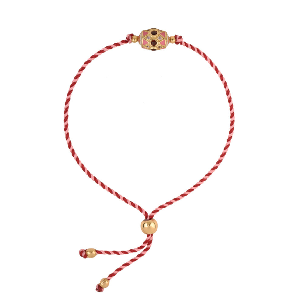 Bracelet Cien Fuegos Fil bicolore Rouge et Rose