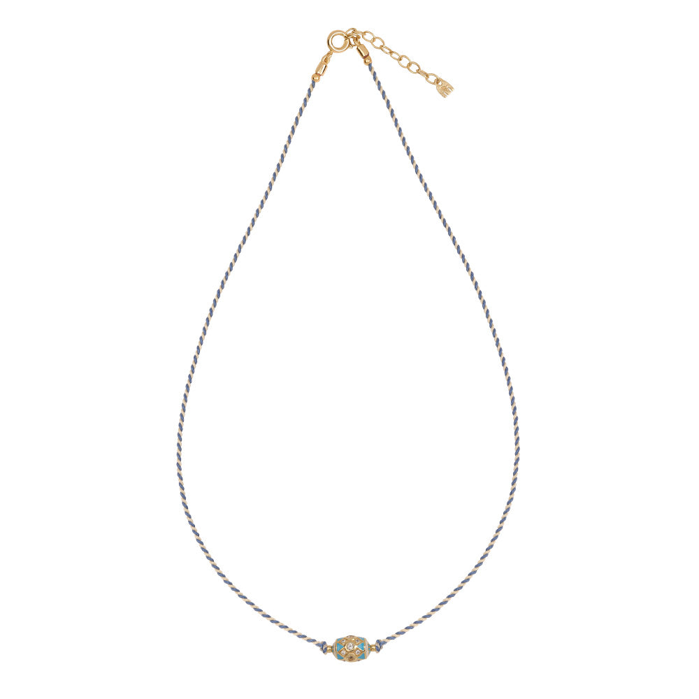 Choker Bayamo fil bicolor écru et bleu