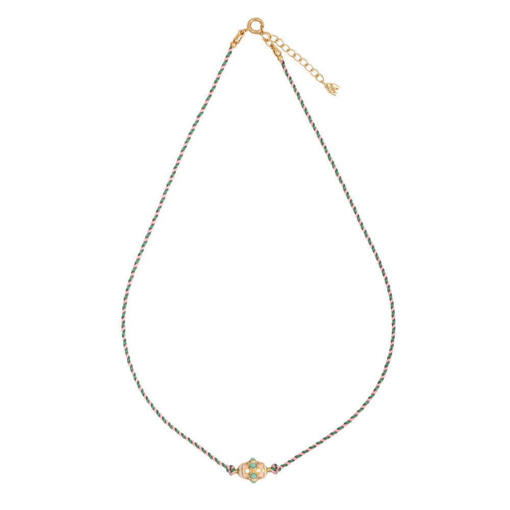 Choker Rio fil bicolor Vert et rose