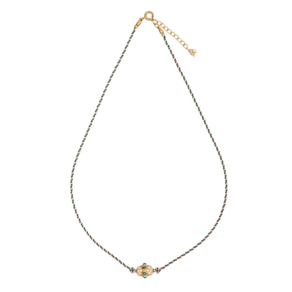 Choker Trinidad fil bicolor Vert et rose Clair