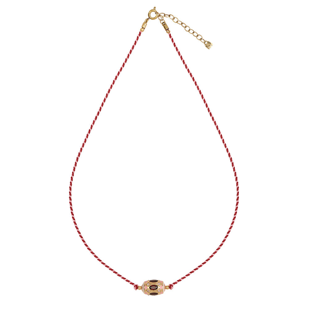 Collier Cien Fuegos fil bicolor Rouge et Rose