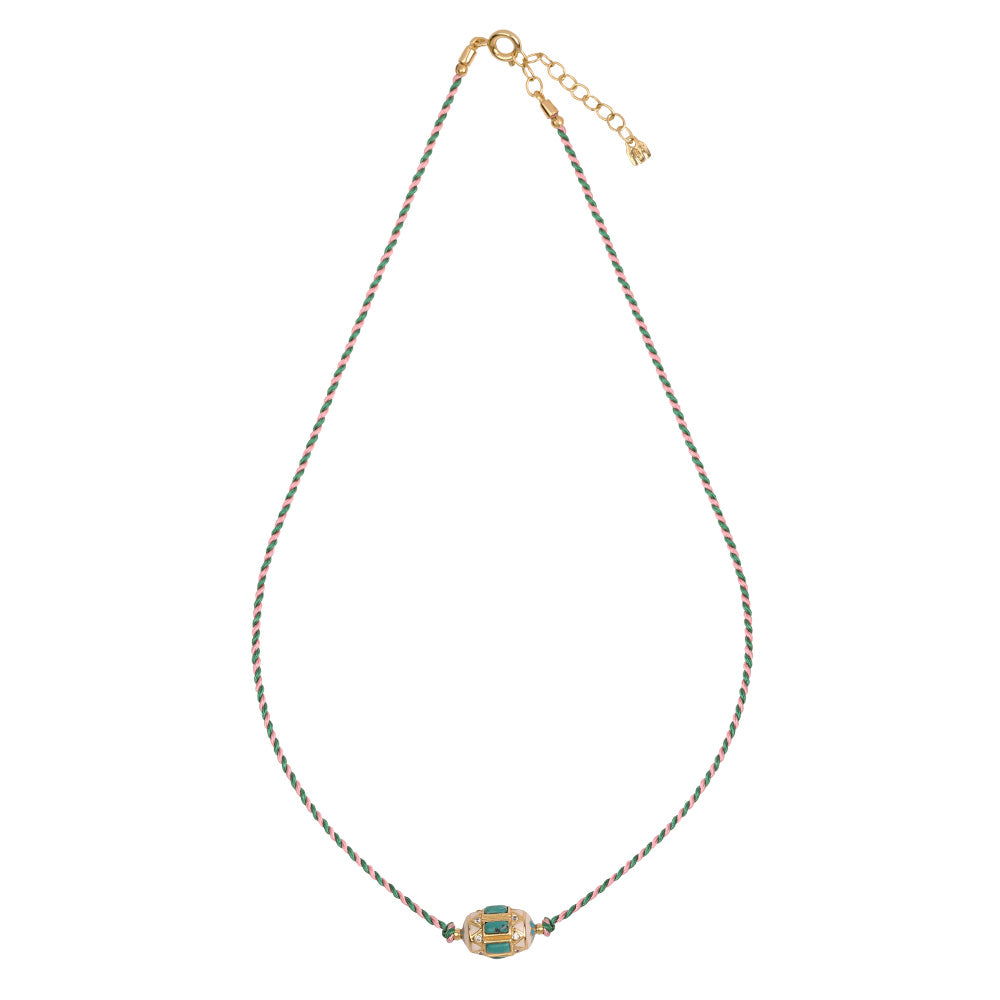 Collier Varadero fil bicolor Vert et Rose clair