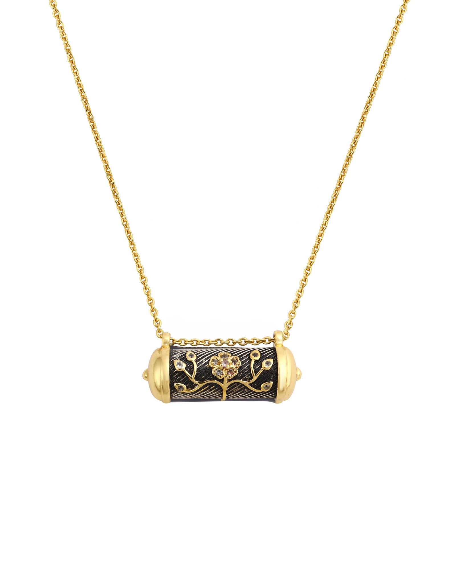 White Topaz Tabiz Necklace, Gold Plated 925 Sterling Silver