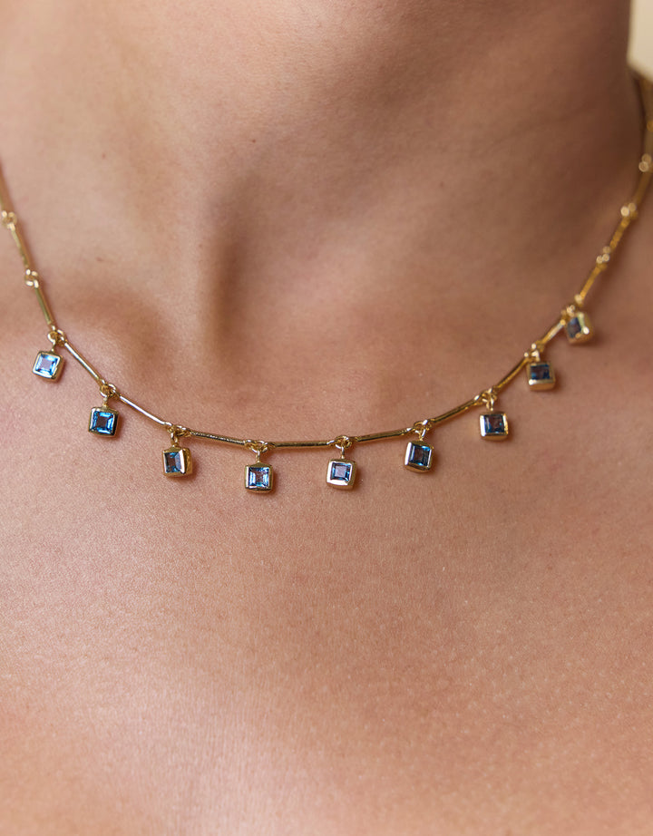 Collier 5 Eléments London Bleu Topaze