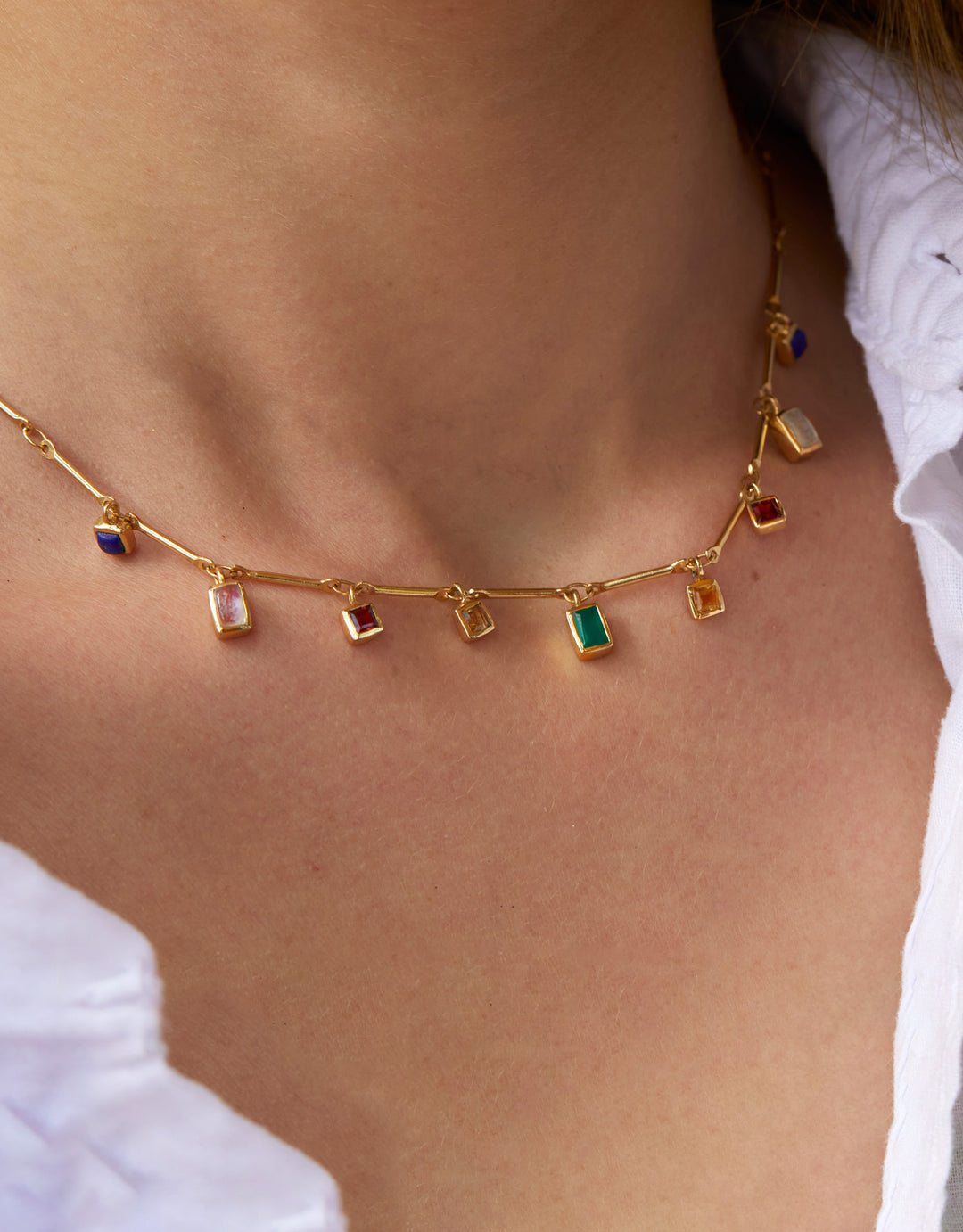 Collier 5 Eléments Onyx Verte, Lapiz