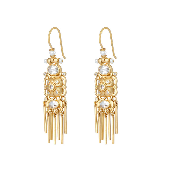 Emily 2 Cristal white topaz White zircon Water pearl Boucles d’oreilles