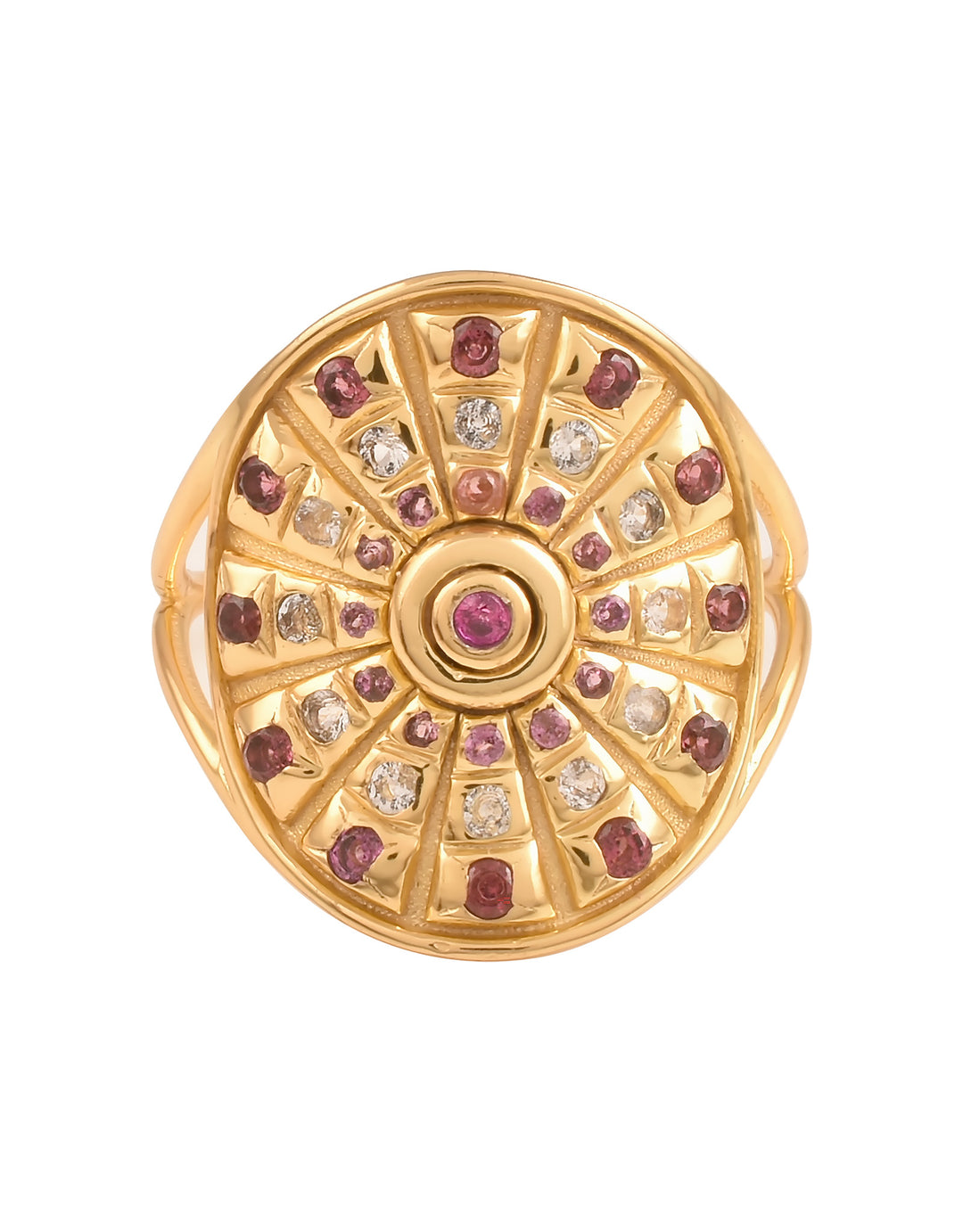 Bague Fortune Wheel Grenat, Topaze Blanche