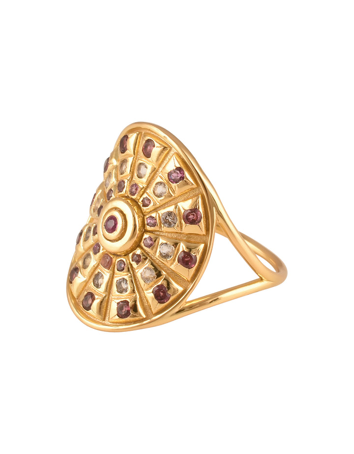 Bague Fortune Wheel Grenat, Topaze Blanche
