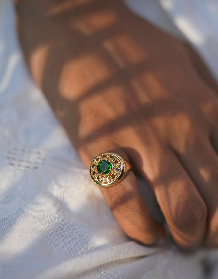 Bague Marigold, Diopside Chromifère, Citrine