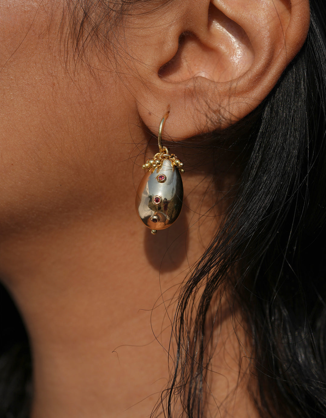 Naga Earrings Gold White Topaz (Per piece / Unit)