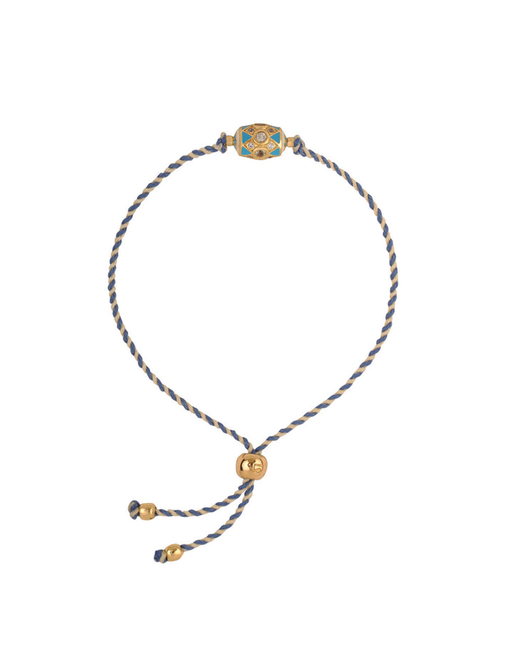 Armband Bayamo, zweifarbiger Faden in Ecru und Blau