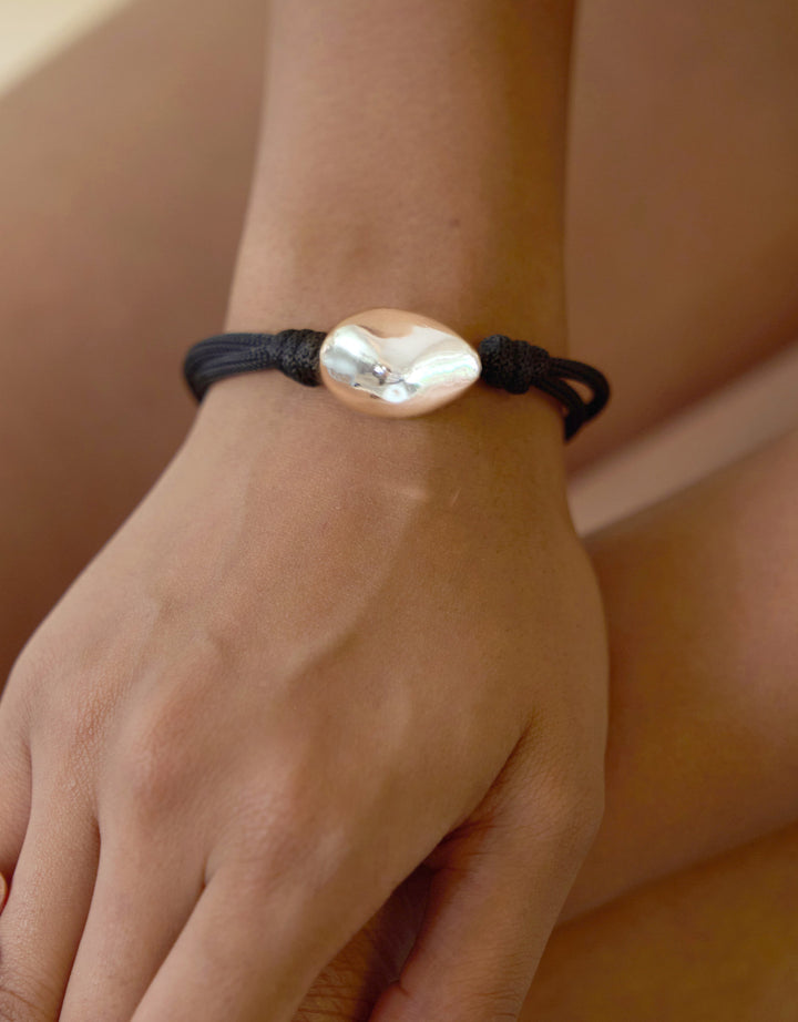 Bracelet Naga Argent Fil Noir