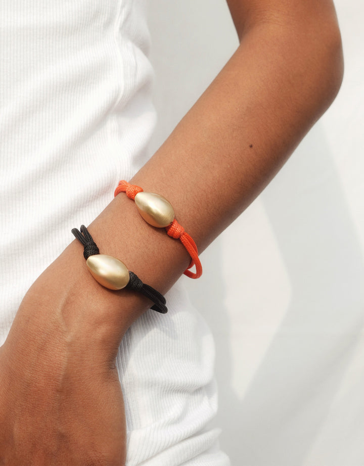 Naga Bracelet Matt Gold Coral Thread