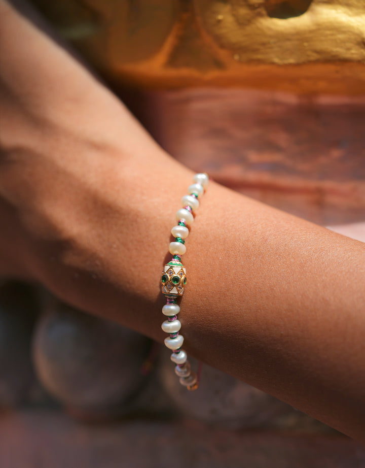 Bracelet Orishas S - Zircon Verte, Eau Perle