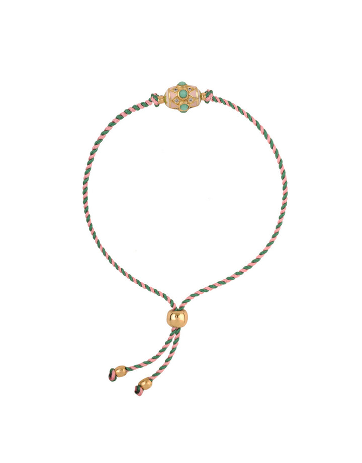 Armband Rio zweifarbiges Garn Grün und Rosa