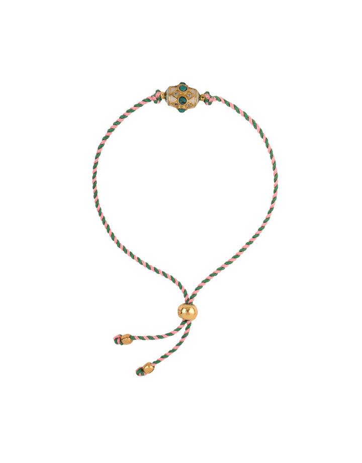 Armband Trinidad, zweifarbiges Band in Grün und Hellrosa