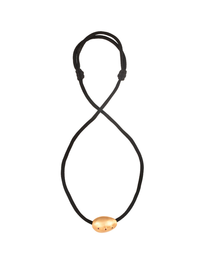 Collier Naga Or Mat Topaze Blanche Fil Noir