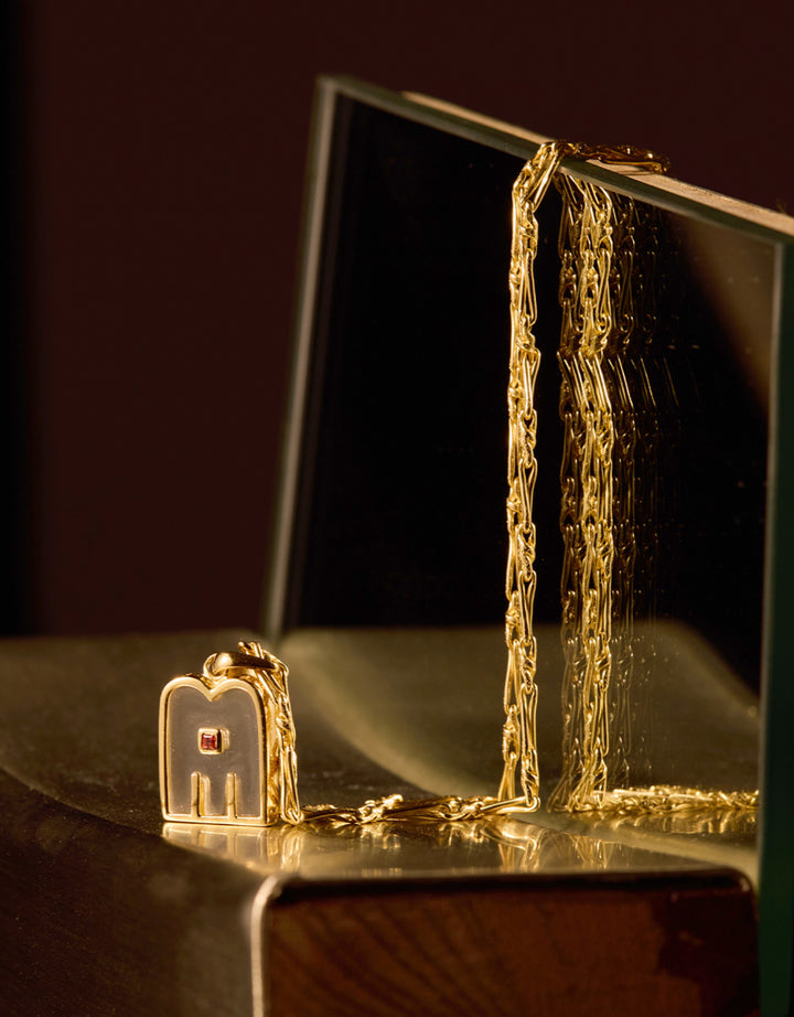 Thali Necklace Crystal Garnet Stone 