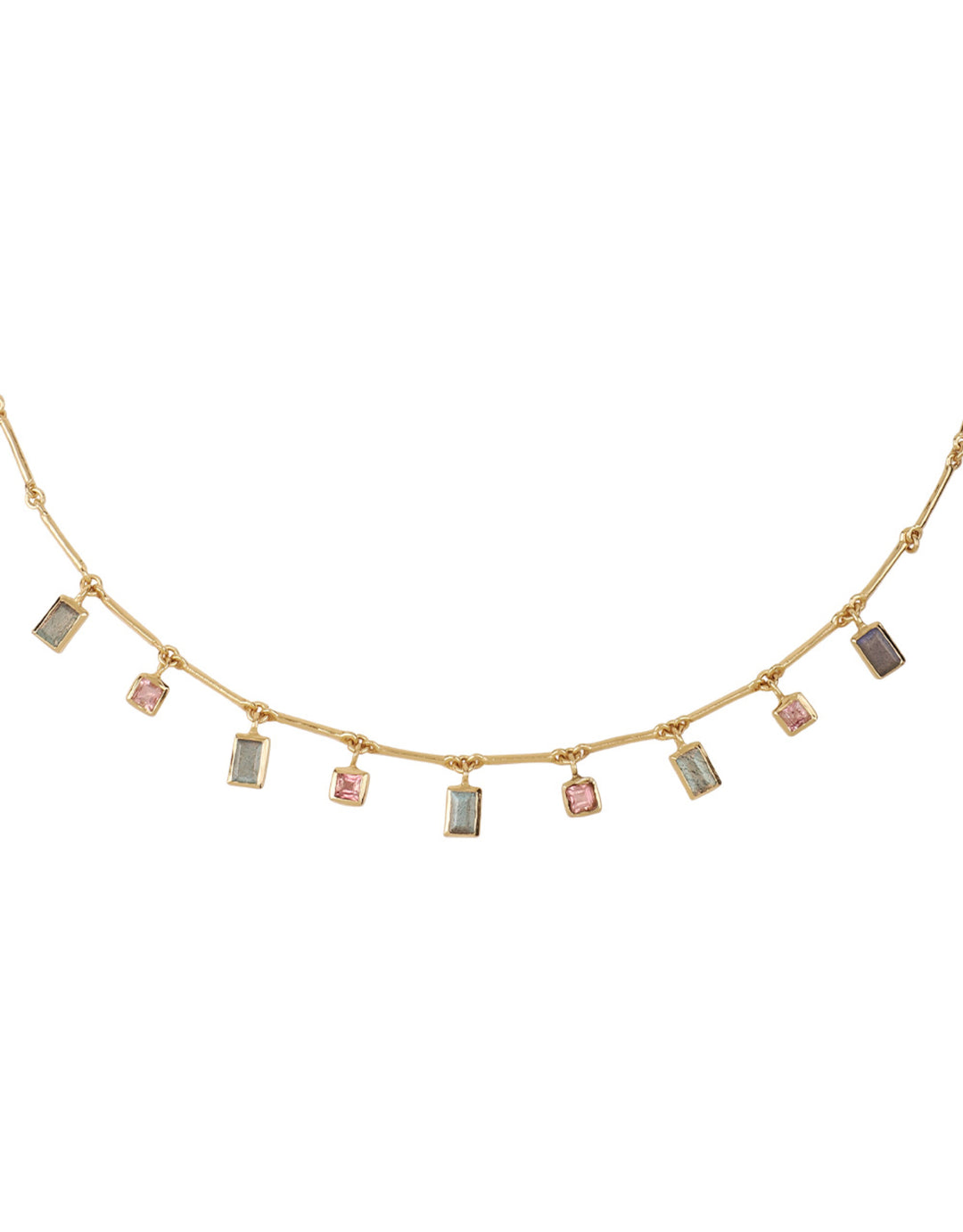Collier 5 Eléments Tourmaline Rose et Labradorite