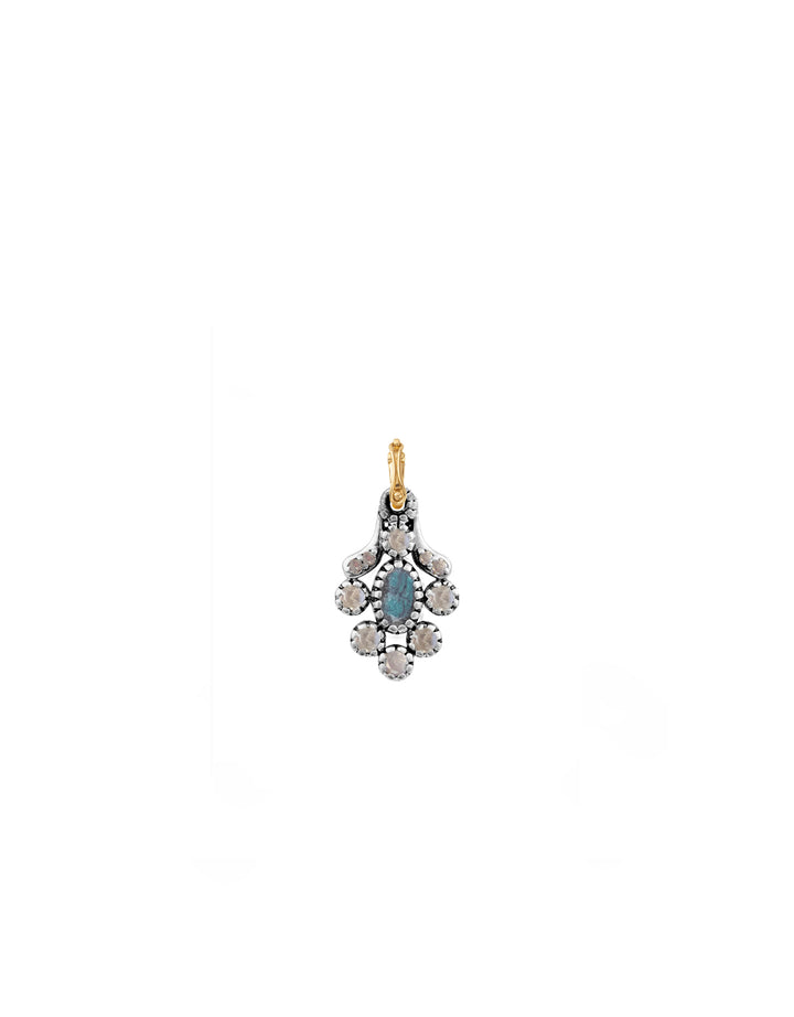 Charm Diana argent plaqué or 24 carats, Pierres de Lune et Labradorite, pendentif élégant et raffiné