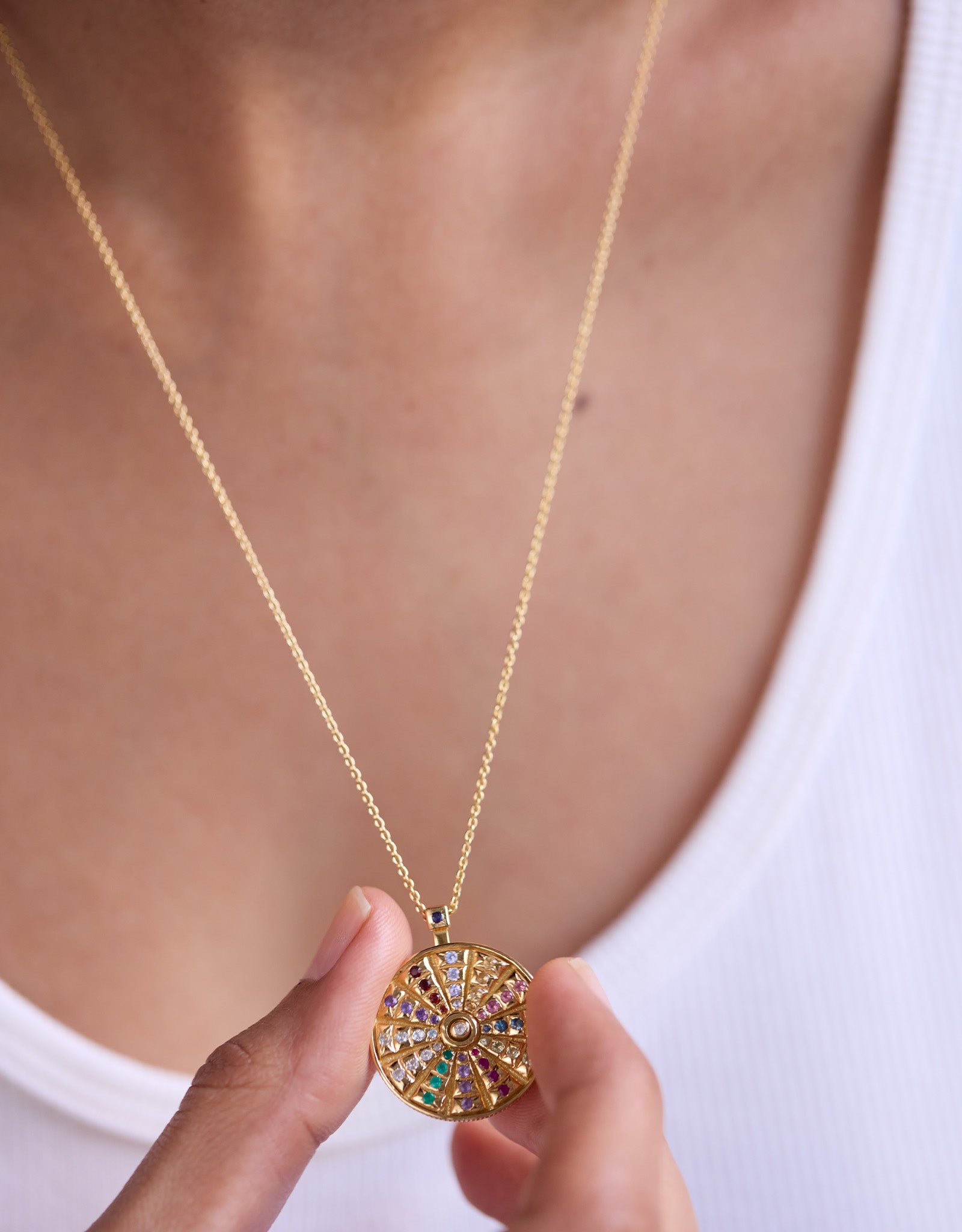 Fortune Wheel Gold Lithotherapy Necklace | Dorothée Sausset