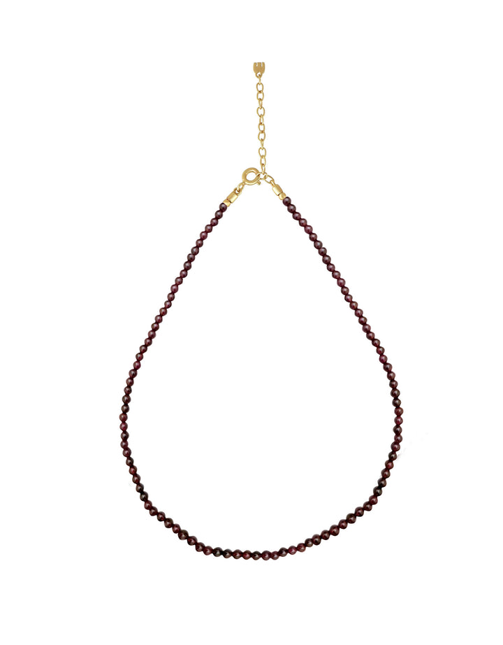 Collier grenat pierres rondes 3,5mm argent 925 plaqué or 24 carats chaîne 39cm Dorothée Sausset