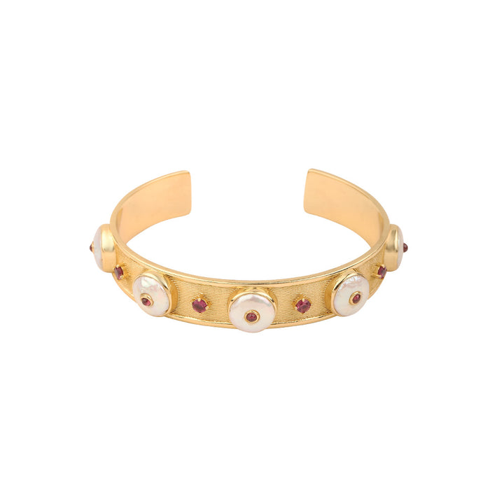 Jagannath Garnet Pearl Cuff