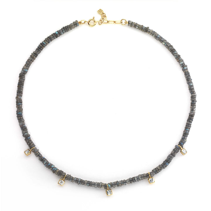Kira kira Labradorite Necklace White topaz