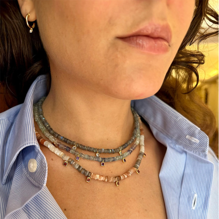 Kira kira Labradorite Necklace White topaz