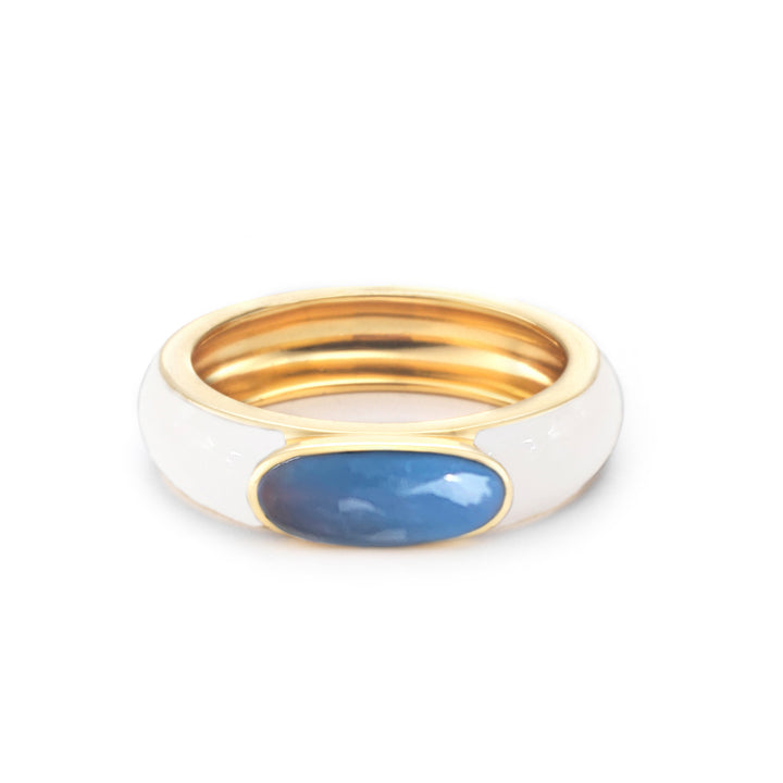 Loulou Bague Blanc Opale Bleue