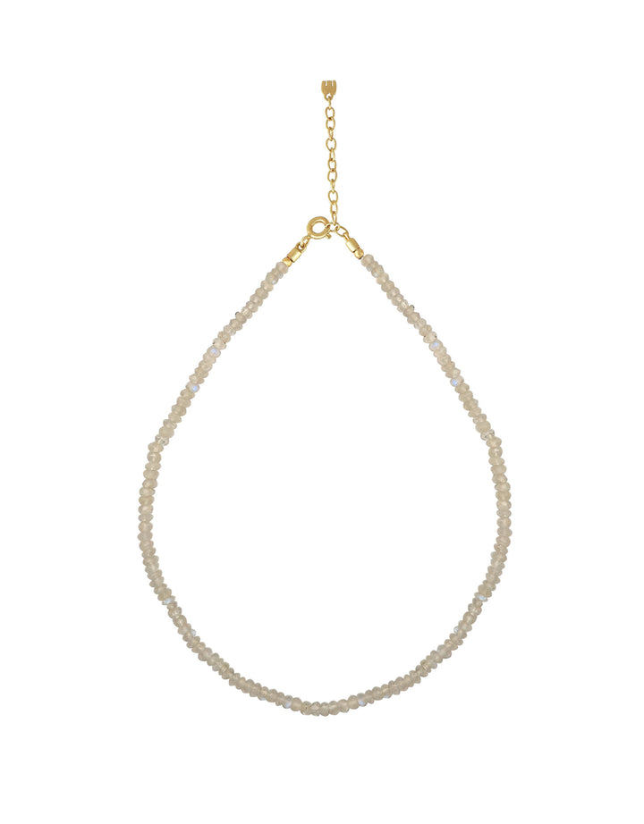Collier pierre de lune perles rondes facettées argent 925 plaqué or 24 carats Dorothée Sausset