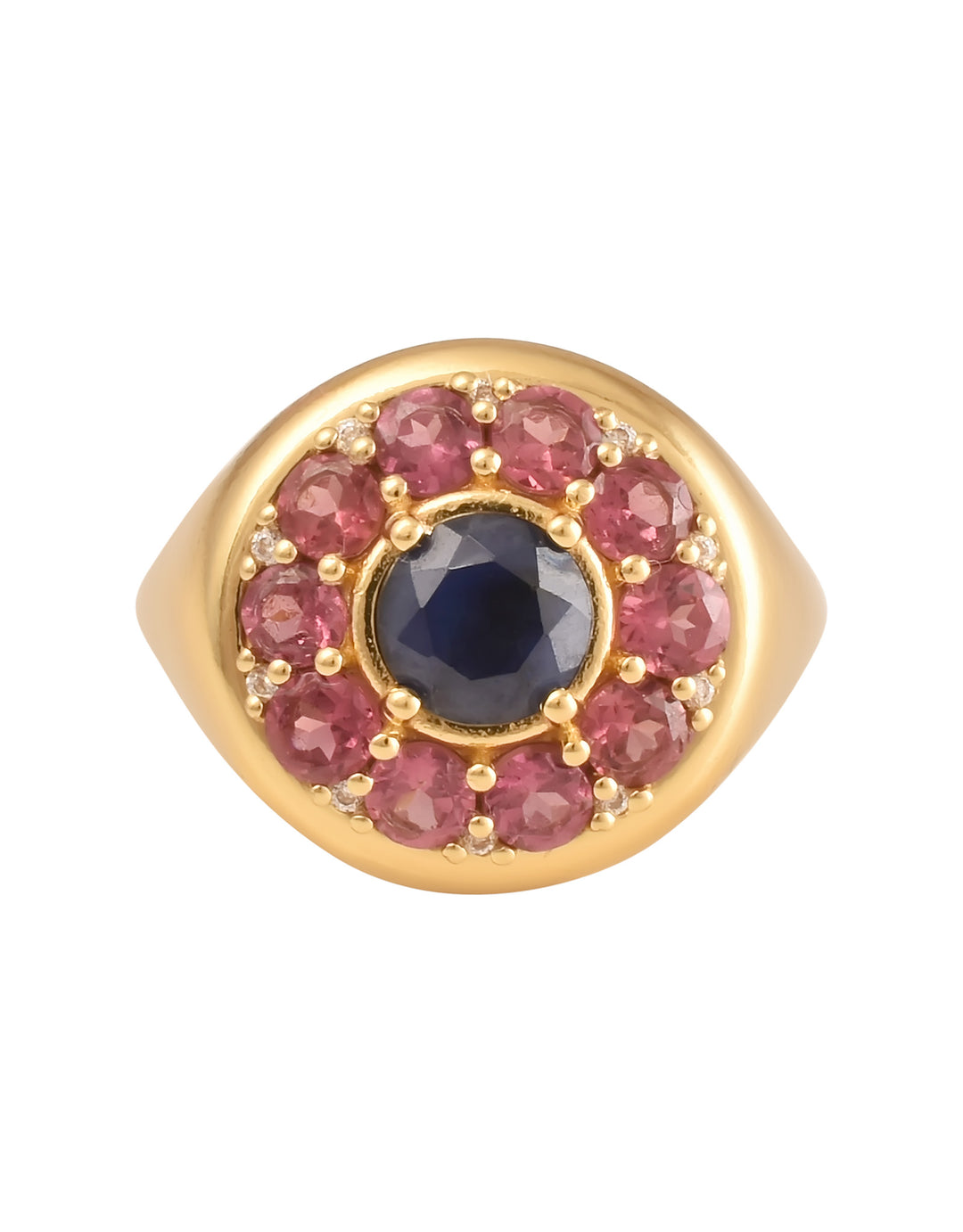Bague Marigold, Saphir Bleu, Rhodolite Rose