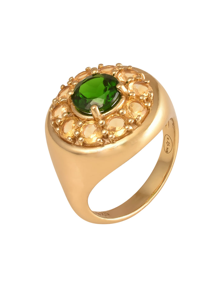 Bague Marigold, Diopside Chromifère, Citrine