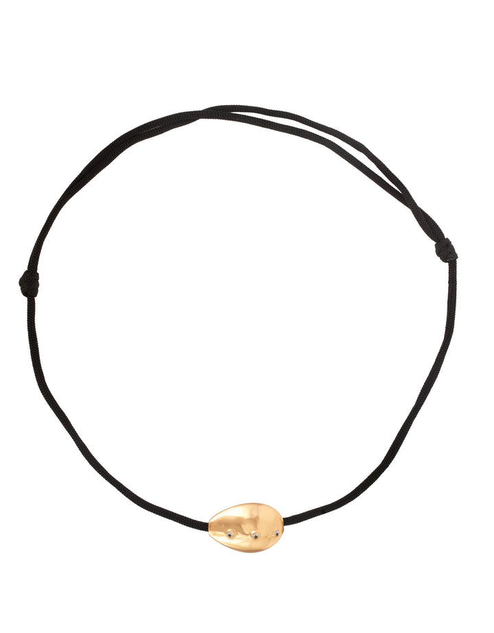 Collier Naga Or Topaze Blanche Fil Noir