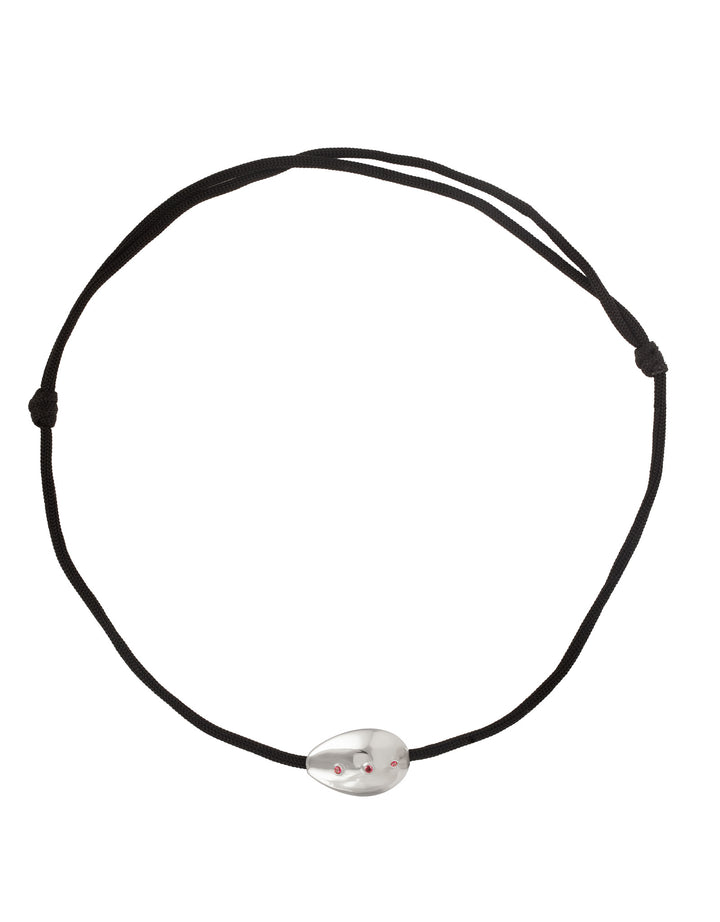 Collier Naga Argent Grenat Fil Noir