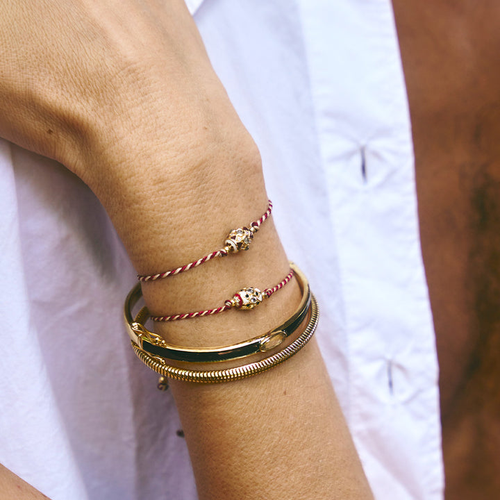 Malecon fil bicolor Blanc cassé et Rouge Bracelet