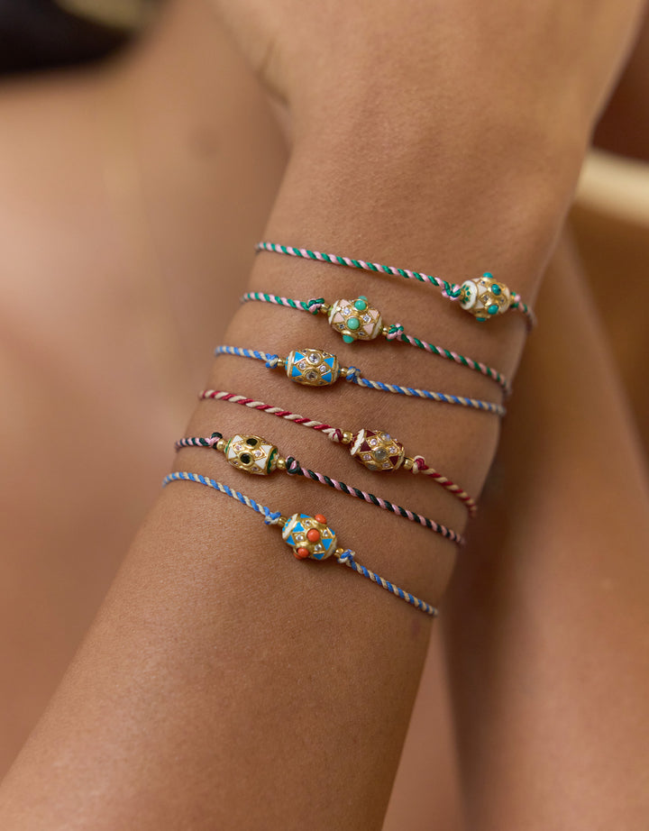 Bracelet Bayamo fil bicolor écru et bleu