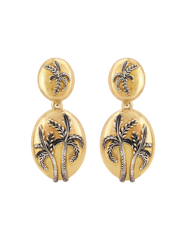 Boucles D’Oreilles Palmier Or Et Argent