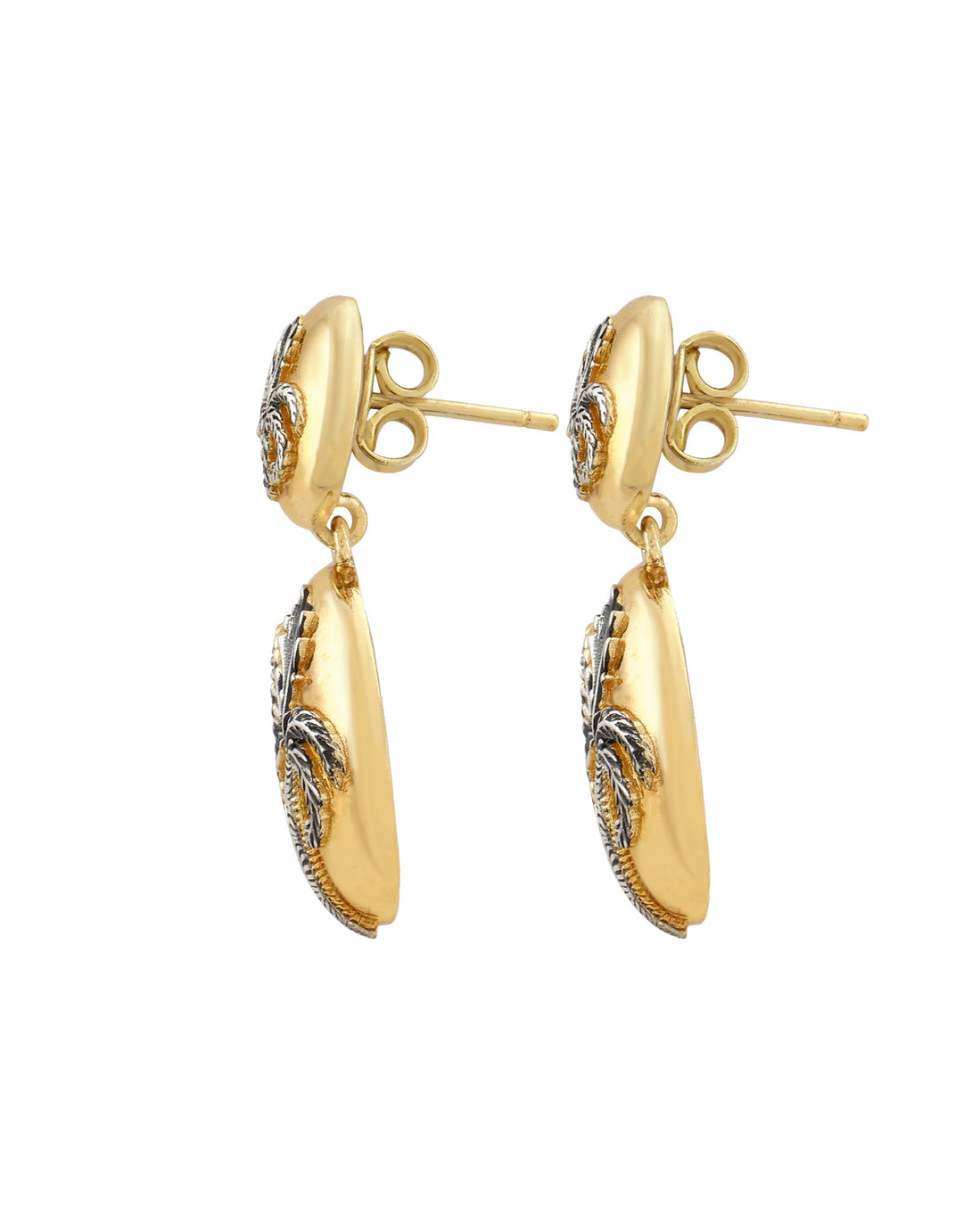 Boucles D’Oreilles Palmier Or Et Argent