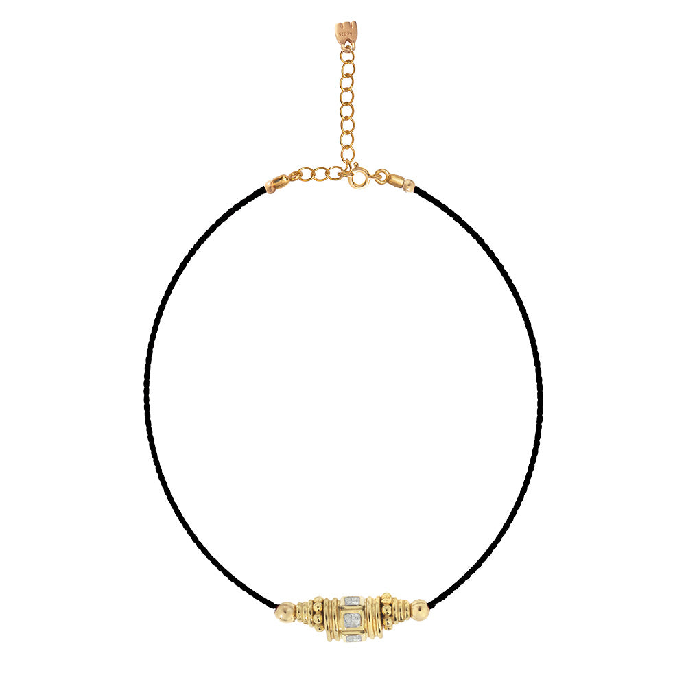 Rakhi 2 Choker Topaze Blanche Fil Noir