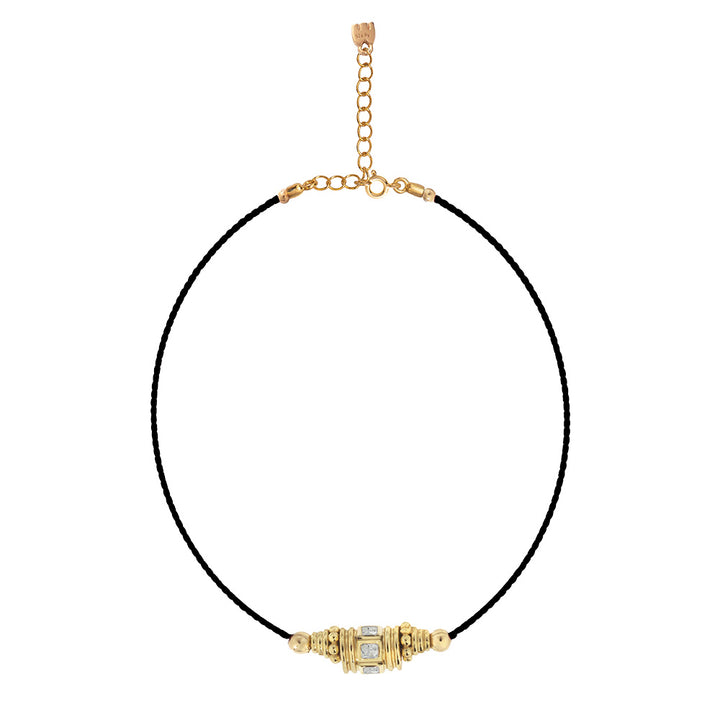 Rakhi 2 Choker Topaze Blanche Fil Noir