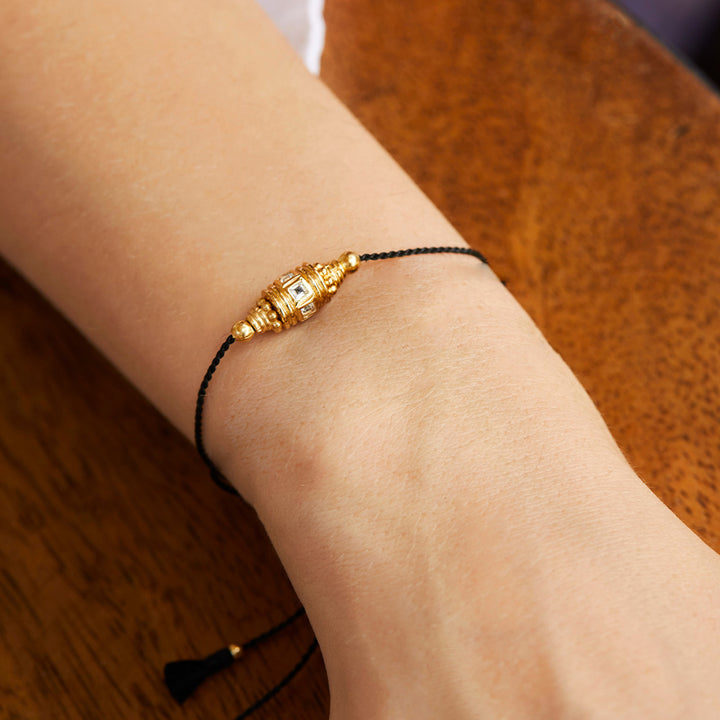 Rakhi 2 Topaze blanche Fil Noir