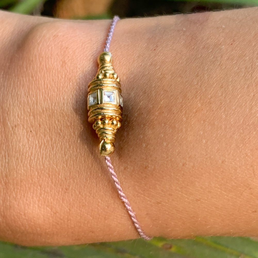 Bracelet Rakhi Topaze blanche Fil Nude