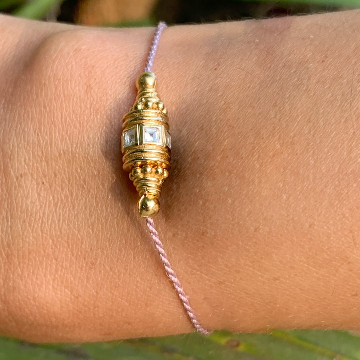 Bracelet Rakhi Topaze blanche Fil Nude