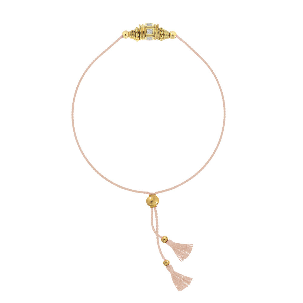 Bracelet Rakhi Topaze blanche Fil Nude