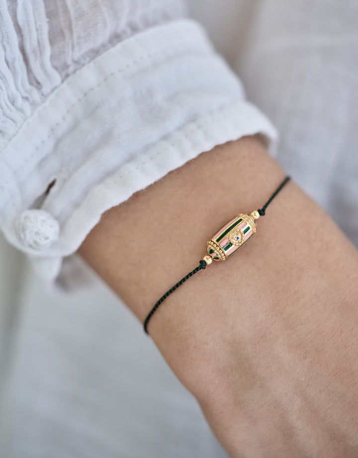Bracelet Rakhi Lola Email Vert et rose