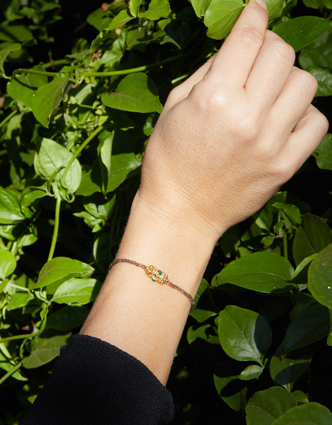 Bracelet Rakhi Yuvy 2 Malachite Smoky quartz