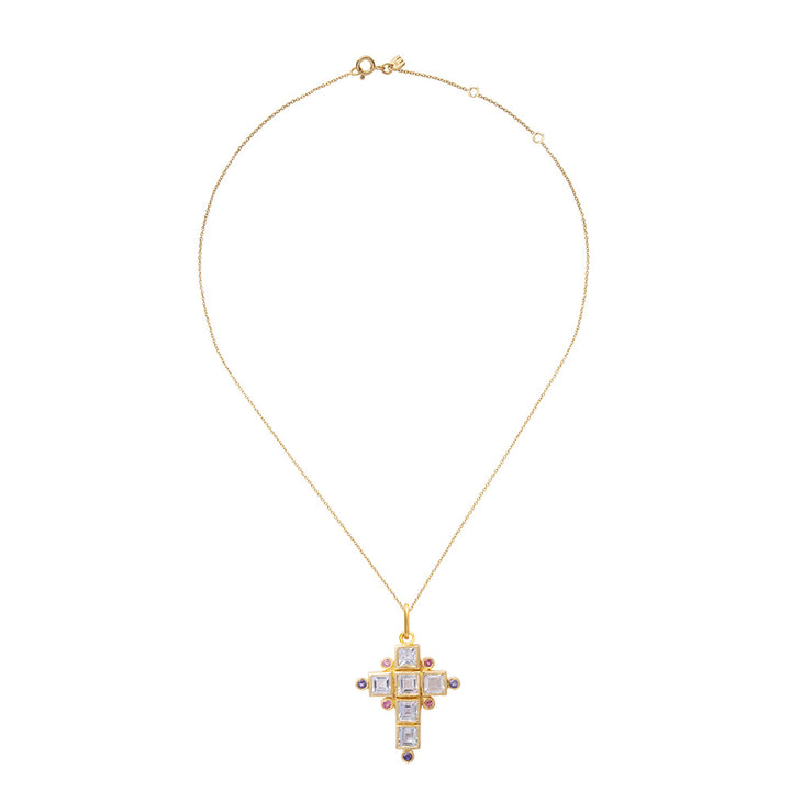 Santa cuz Collier chaîne fine 1, Topaze bleue/Iolite/tourmaline rose