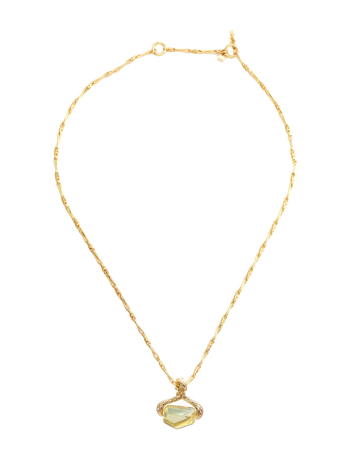 Collier Shakti Citrine or avec pendentif pierre naturelle jaune, énergie kundalini et protection